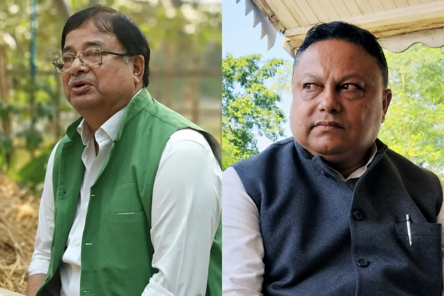 BGPM president () and former GTA chief Anit Thapa (left) and TMC MLA Udayan Guha, whose resignations and arrest, respectively, have added to the political churn in West Bengal.