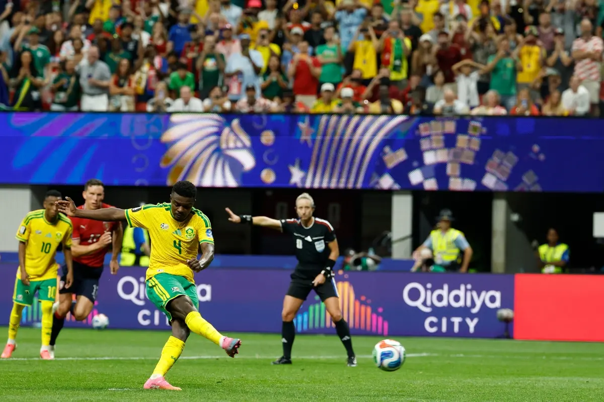 South Africa's Teboho Mokoena scores a penalty | Photo: AP