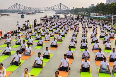 International Yoga Day 2026 celebrated aboard Vivada Cruise on the Ganga in Kolkata