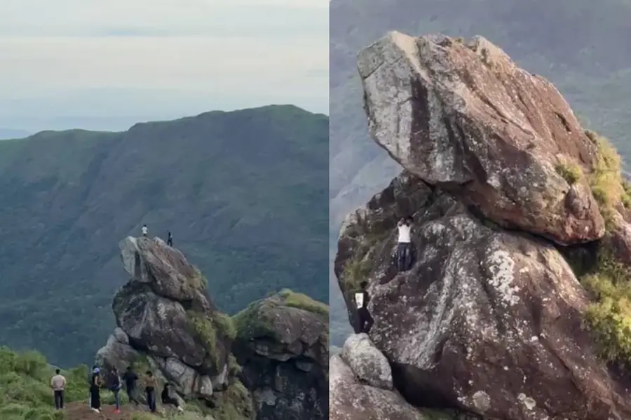 ഇല്ലിക്കൽകല്ലിന് മുകളിൽ യുവാക്കളുടെ കൈവിട്ട കളി; അപകടത്തിൽനിന്ന് രക്ഷപ്പെട്ടത് തലനാരിഴയ്ക്ക്