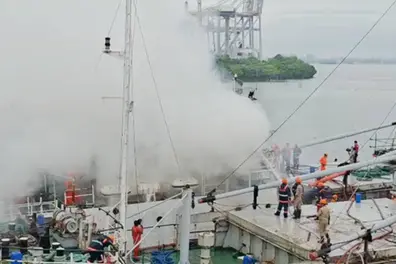 Fire breaks out on vessel undergoing repairs at Vypin shipyard | VIDEO