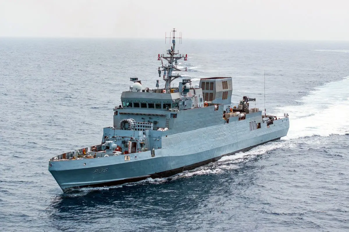 A view of the INS Agray, newly commissioned by Prime Minister Narendra Modi (unseen) at Syama Prasad Mookerjee Port, in Kolkata on Sunday (Photo: ANI)