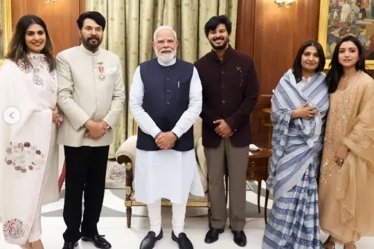 Dulquer Salmaan posts family photos with PM Modi after Mammootty's Padma Bhushan honour