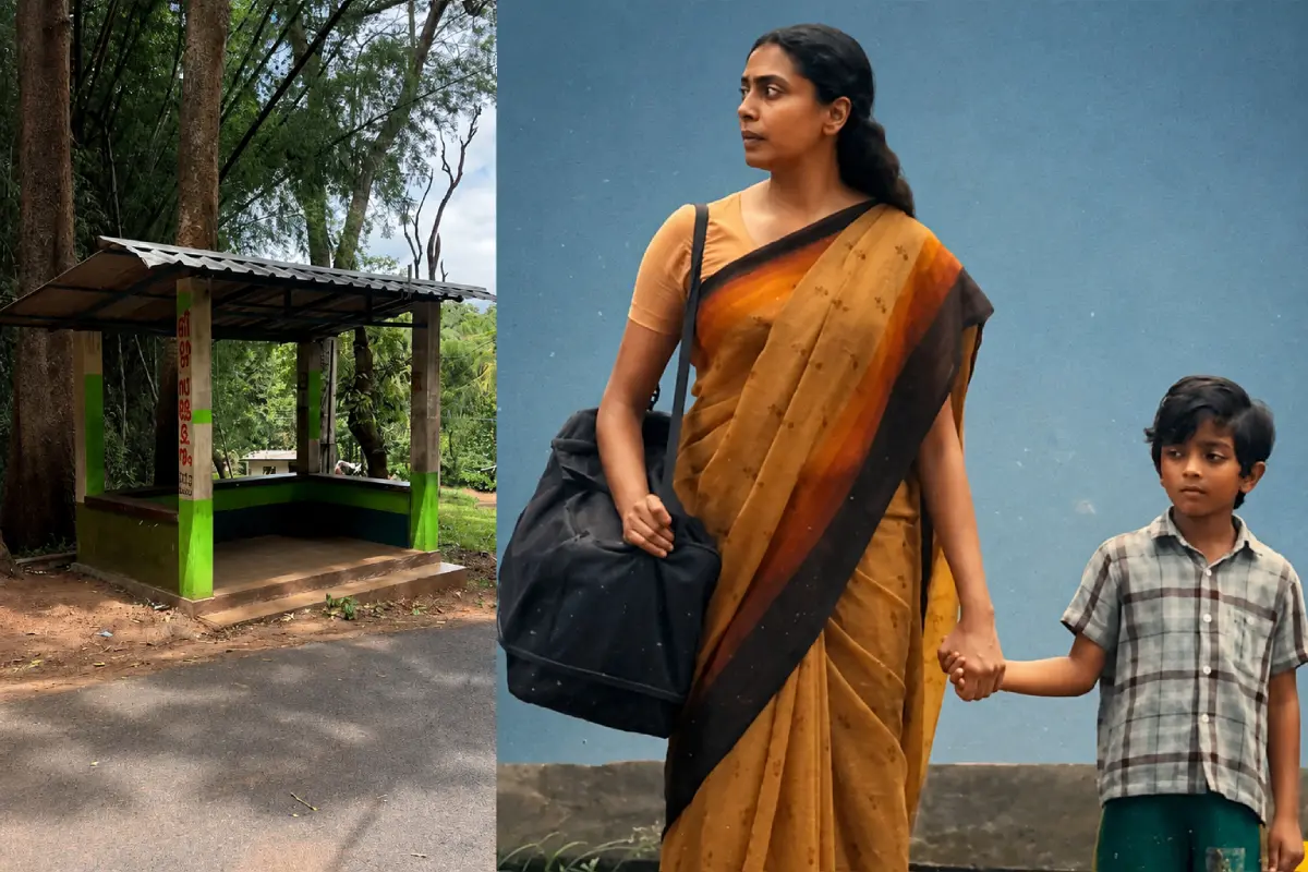 'ബാലന്' സിനിമയ്ക്കായി നിര്മിച്ച ബസ് സ്റ്റോപ്പ്, സിനിമയിലെ രംഗം