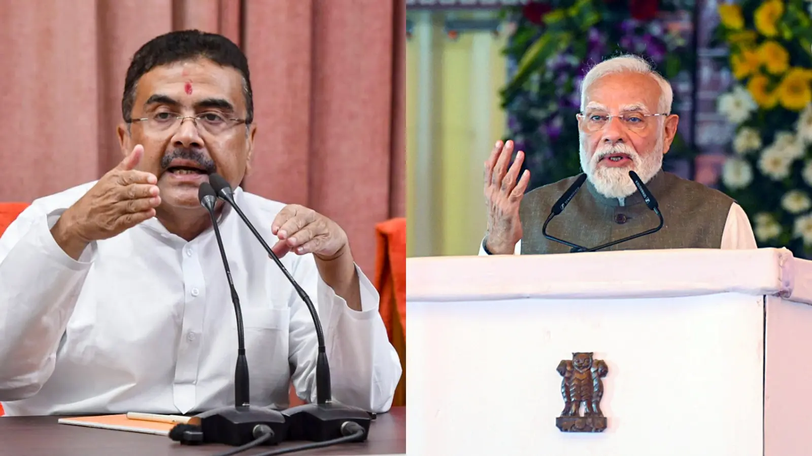 West Bengal CM Suvendu Adhikari and PM Narendra Modi | PTI, ANI