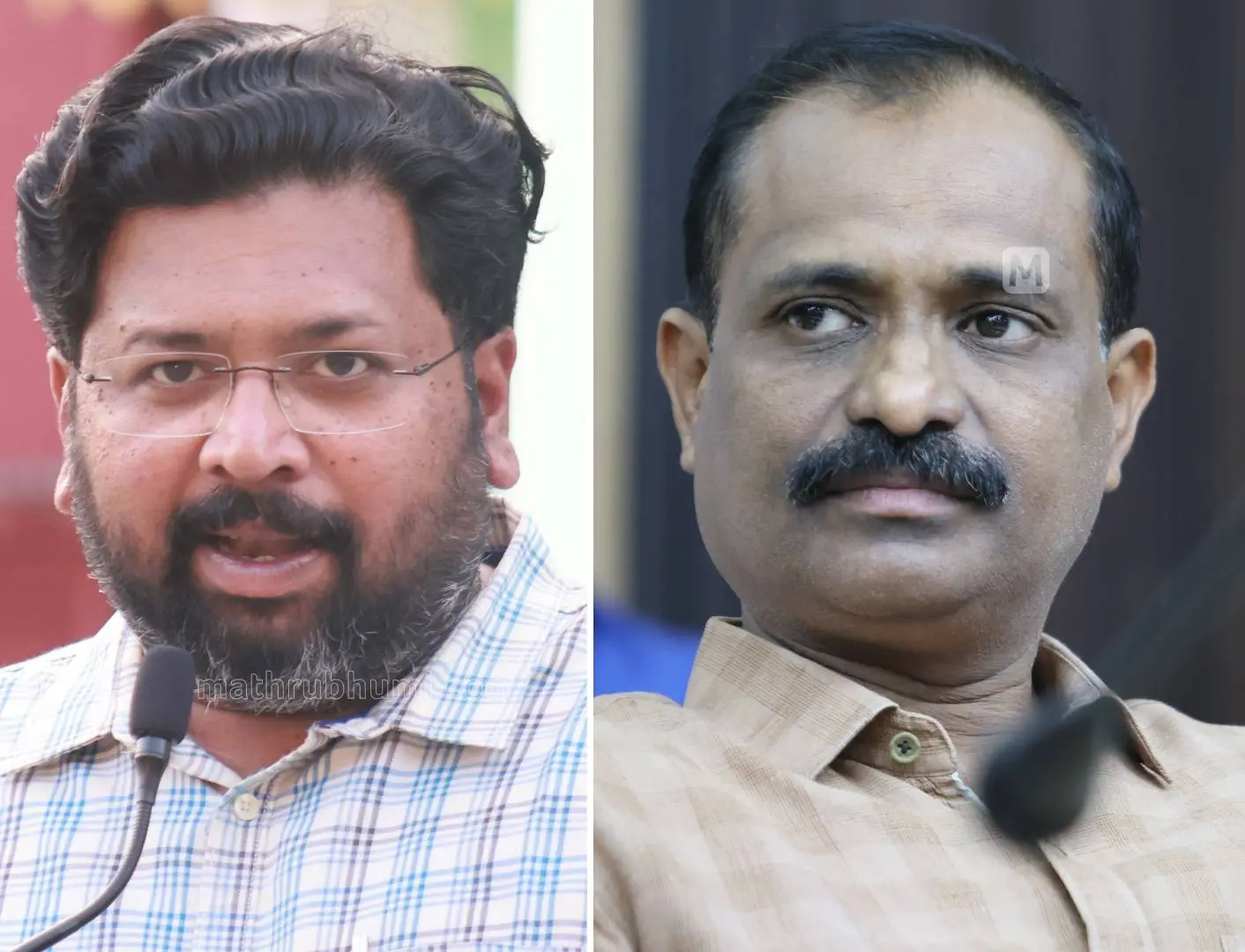 തിരുവനന്തപുരം കോർപറേഷനിലെ കോൺഗ്രസിന്റെ പാർലമെന്ററി പാർട്ടി നേതാവ് കെ.എസ്. ശബരീനാഥൻ, മേയർ വി.വി. രാജേഷ് | Photo: Mathrubhumi