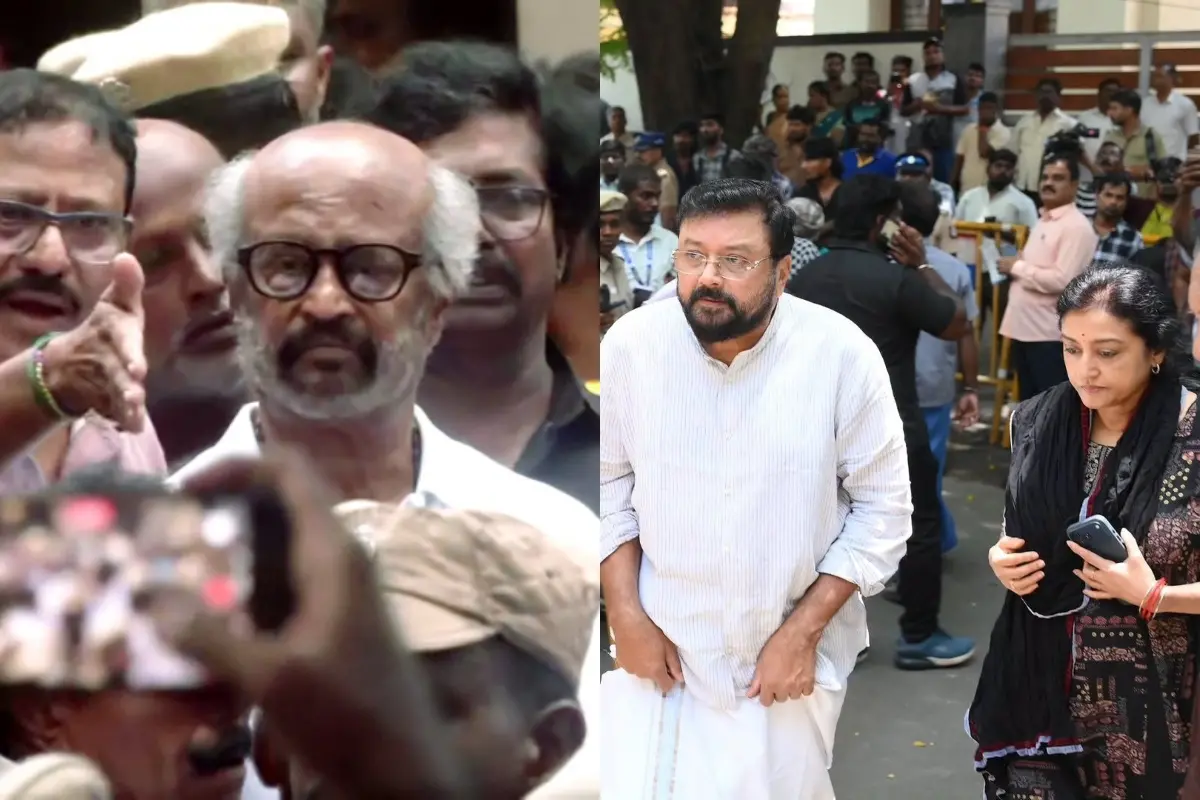 രജനീകാന്ത്, ജയറാമും പാര്വതിയും | Photo: ANI, Facebook/ Jayaram Live
