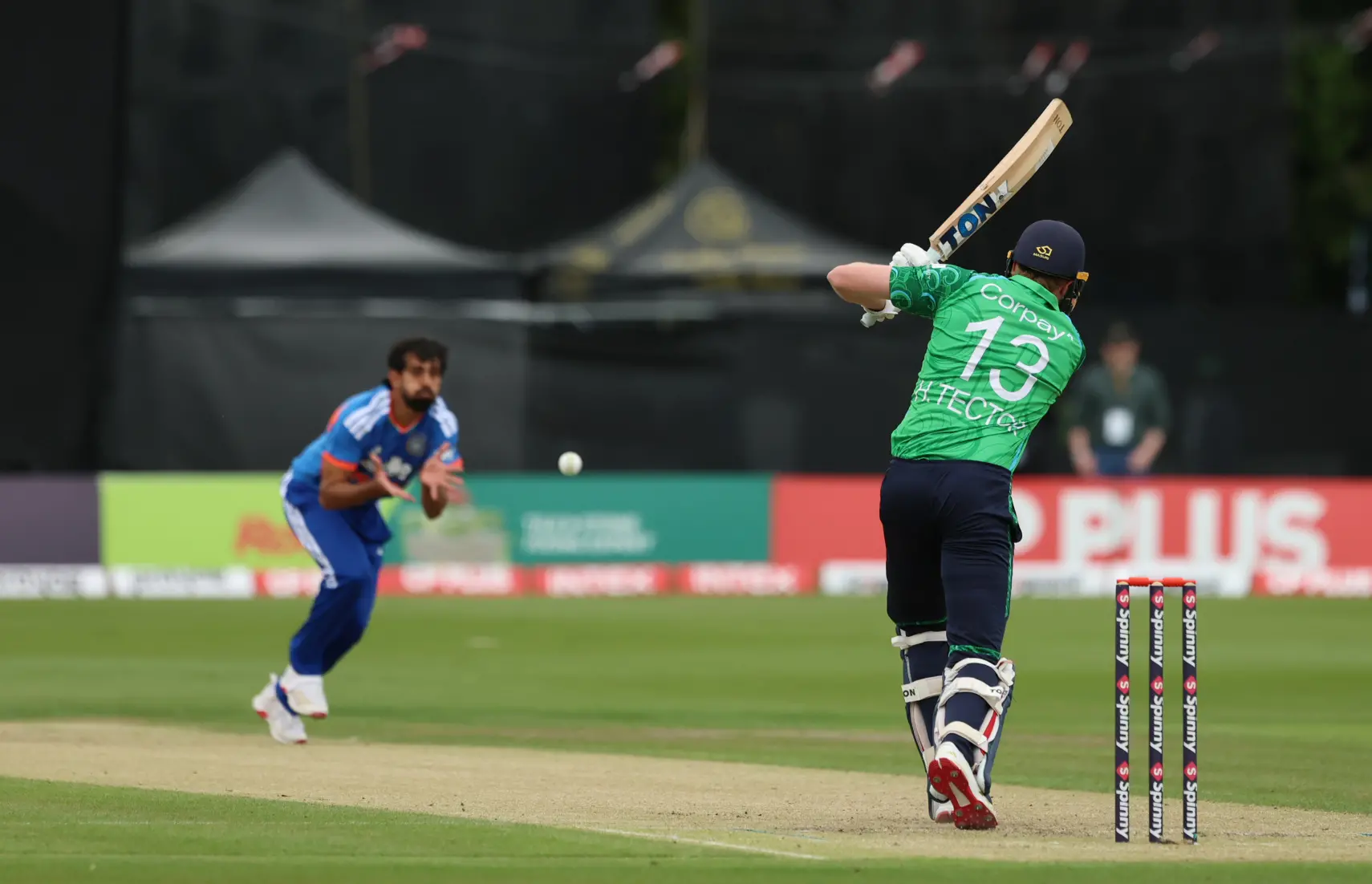 Ireland's Harry Tector, right, bats during the second T20 Test match between Ireland and India in Belfast | AP