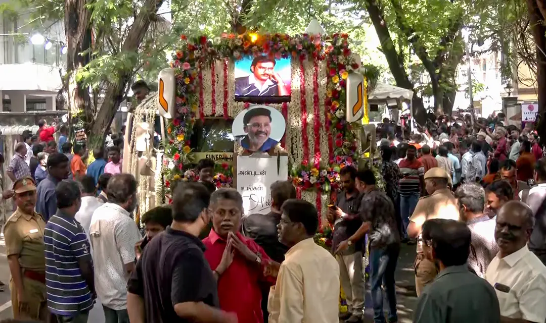 അന്തരിച്ച സംവിധായകൻ കെ. ഭാഗ്യരാജിന്റെ മൃതദേഹവും വഹിച്ചുള്ള വിലാപയാത്ര | Photo: ANI