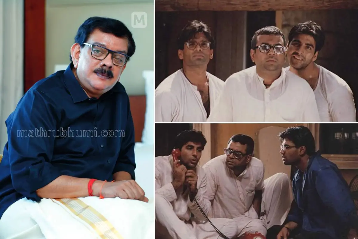 പ്രിയദർശൻ, ഹേരാ ഫേരി എന്ന ചിത്രത്തിൽനിന്നുള്ള രംഗങ്ങൾ | ഫോട്ടോ: എൻ.എം. പ്രദീപ്\ മാതൃഭൂമി, സ്ക്രീൻഗ്രാബ്