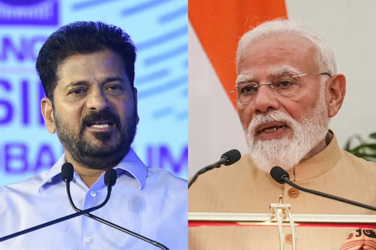 തെലങ്കാന മുഖ്യമന്ത്രി എ. രേവന്ത് റഡ്ഡി/ പ്രധാനമന്ത്രി നരേന്ദ്ര മോദി | Photo: PTI