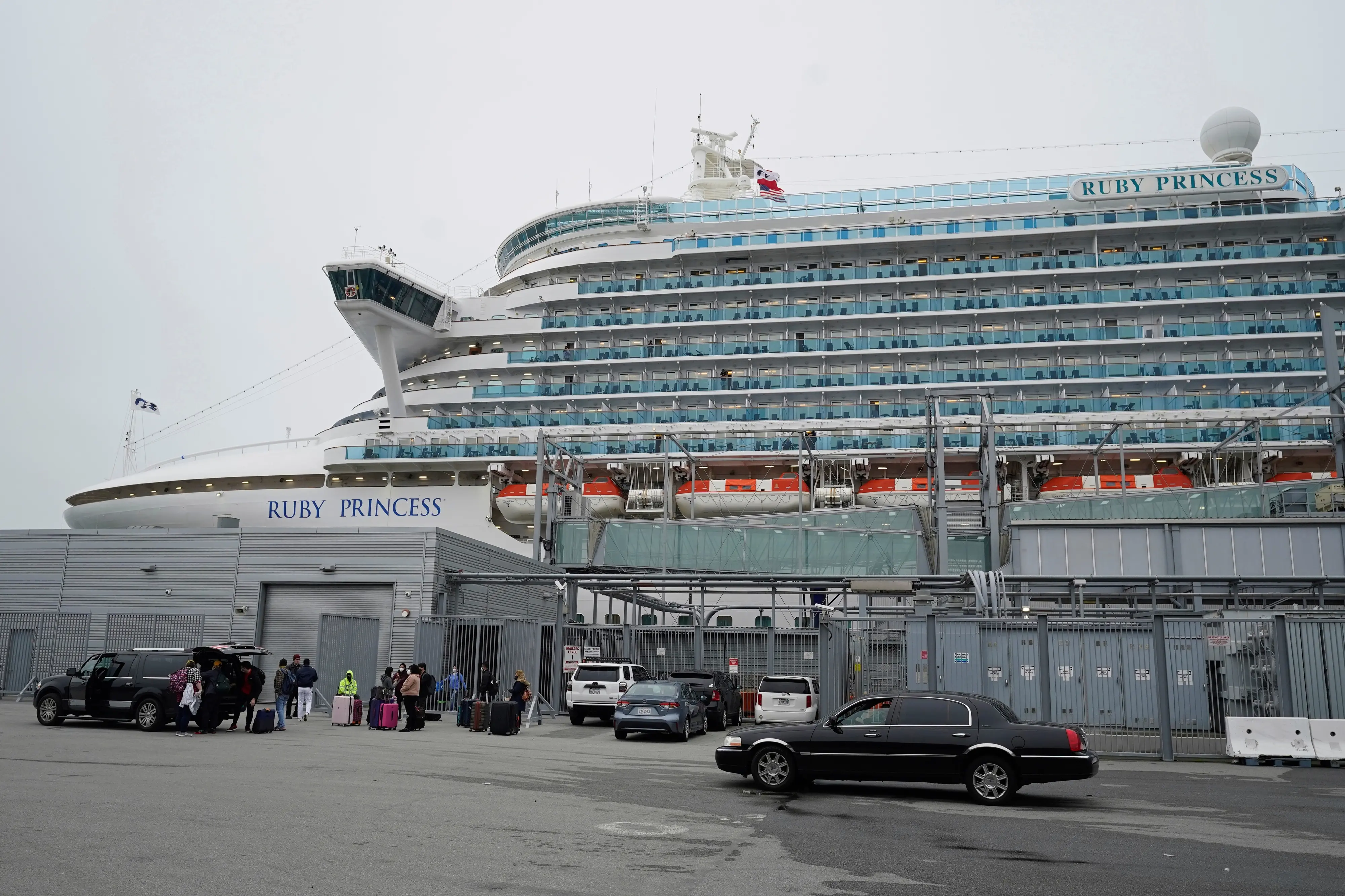 The Ruby Princess is docked in San Francisco, Thursday, Jan. 6, 2021. (AP Photo/Eric Risberg, File)