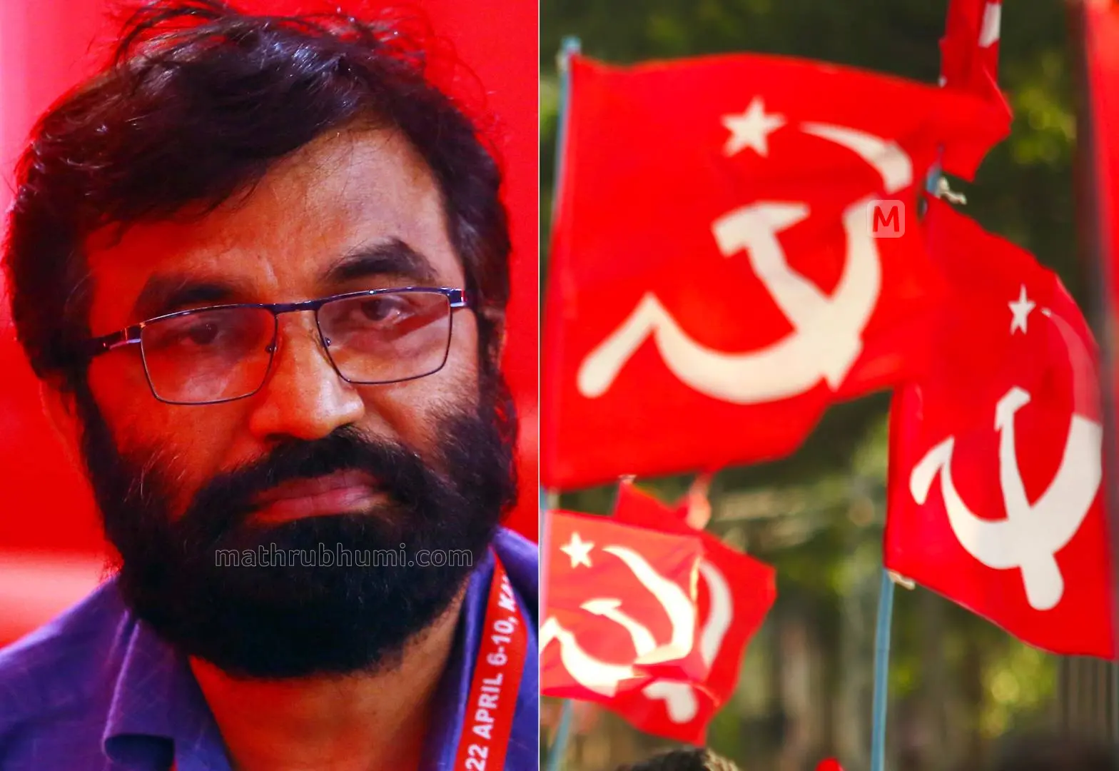 പുത്തലത്ത് ദിനേശൻ, സിപിഎമ്മിന്റെ കൊടി | Photo: Mathrubhumi