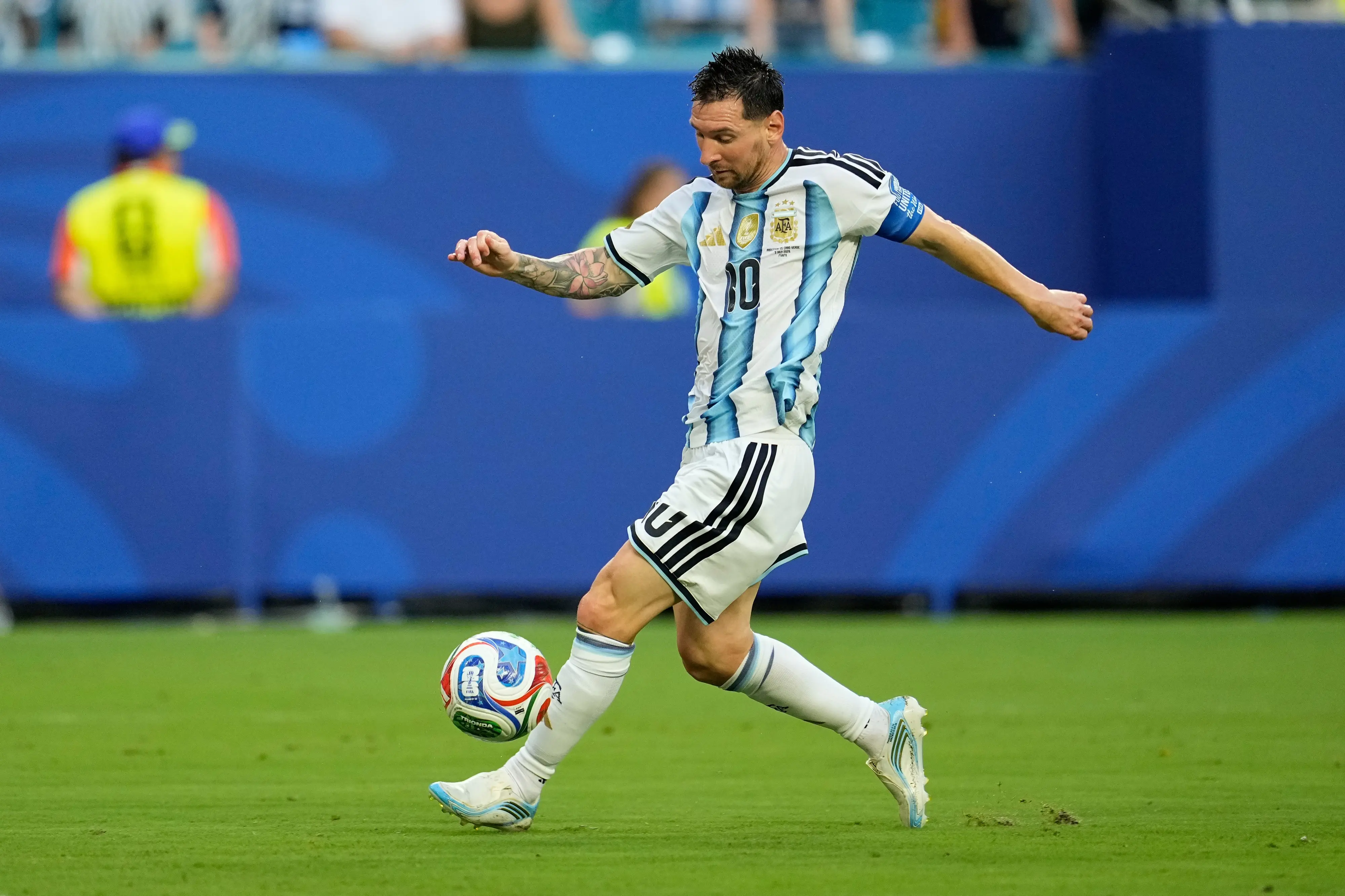 Argentina's Lionel Messi during the World Cup round of 32 soccer match between Argentina and Cape Verde | AP