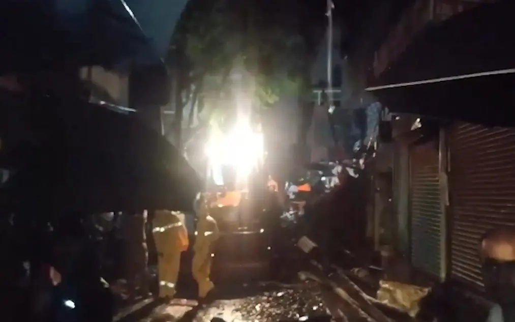 Rescue operation underway in Mumbai's Mankhurd after a portion of a chawl collapsed on Sunday