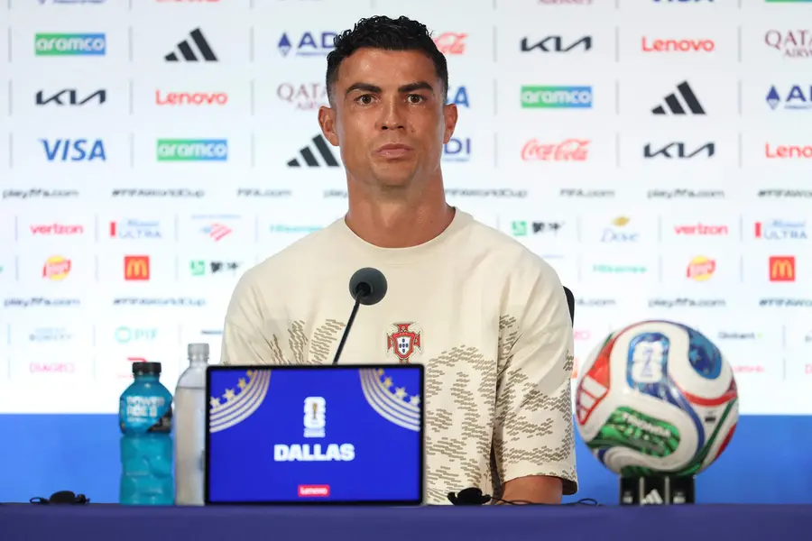 Cristiano Ronaldo speaks to the media during the press conference