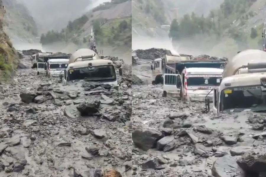 Landslide near the 540 MW Kwar Power Project in Kishtwar