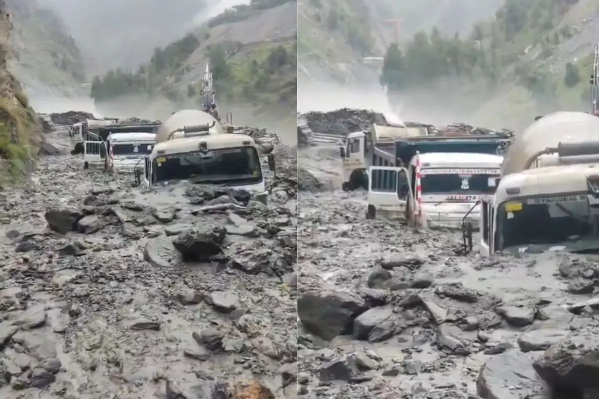 Landslide near the 540 MW Kwar Power Project in Kishtwar