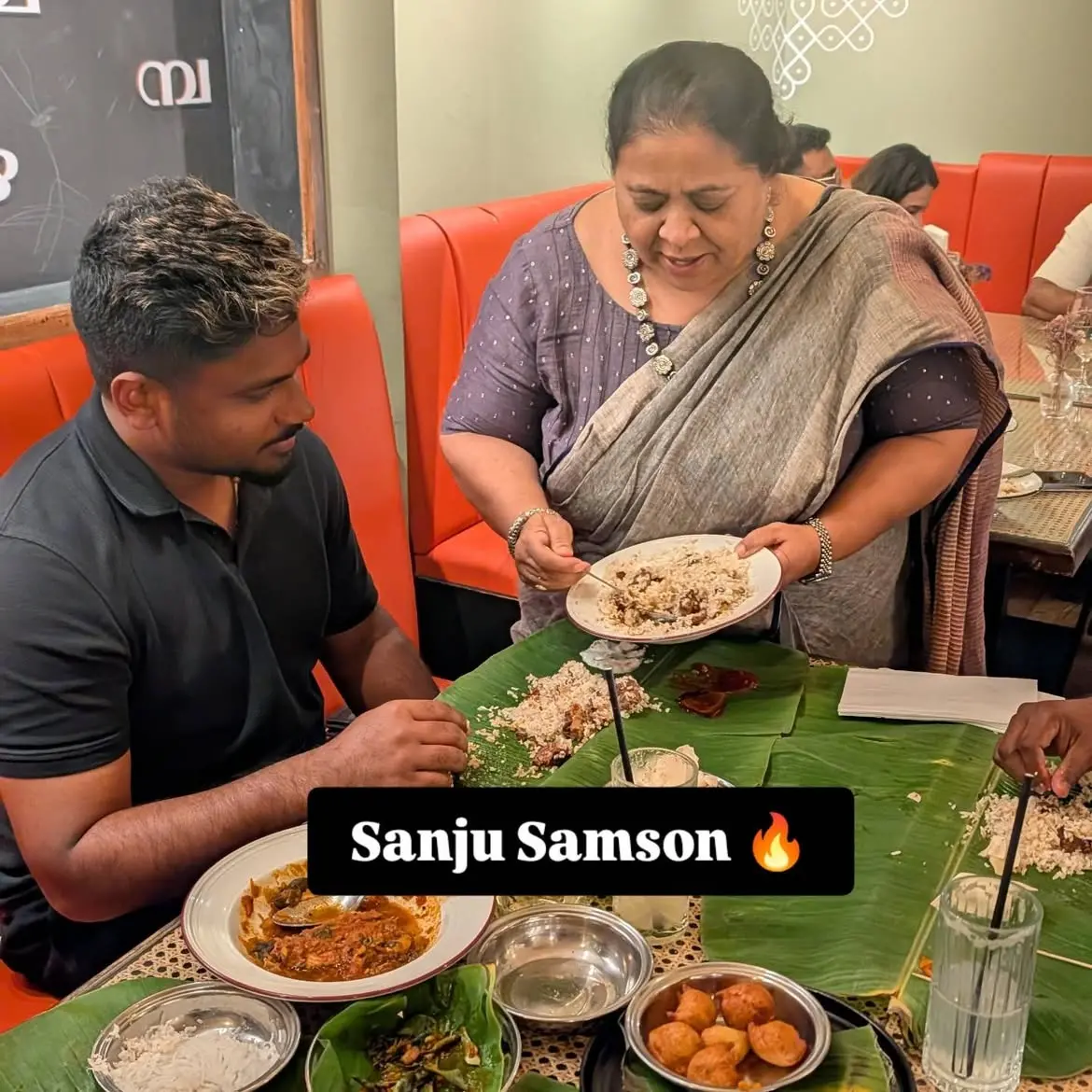 Abida Rasheed serves a Malabar feast to Sanju Samson in Birmingham