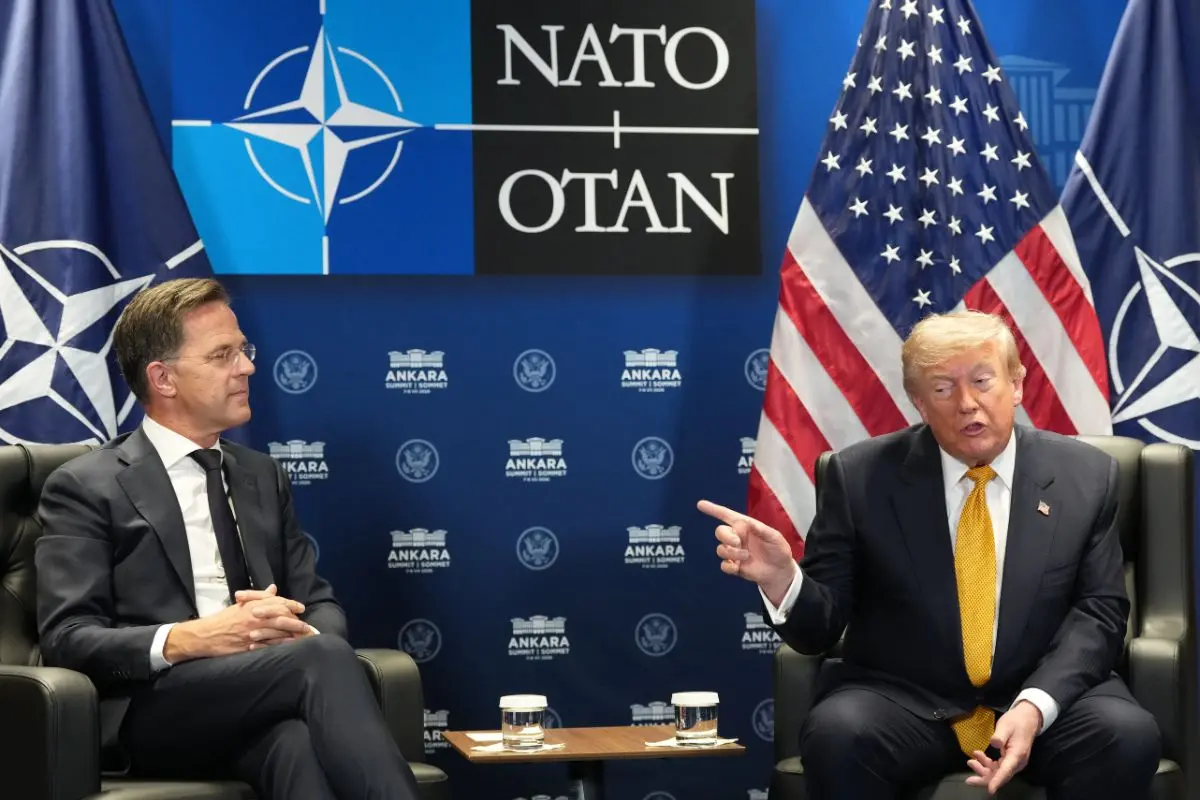 US President Donald Trump meets with NATO Secretary General Mark Rutte on the sidelines of NATO meeting at the Bestepe Presidential complex, in Ankara, Turkey, Wednesday, July 8, 2026. (AP/PTI)