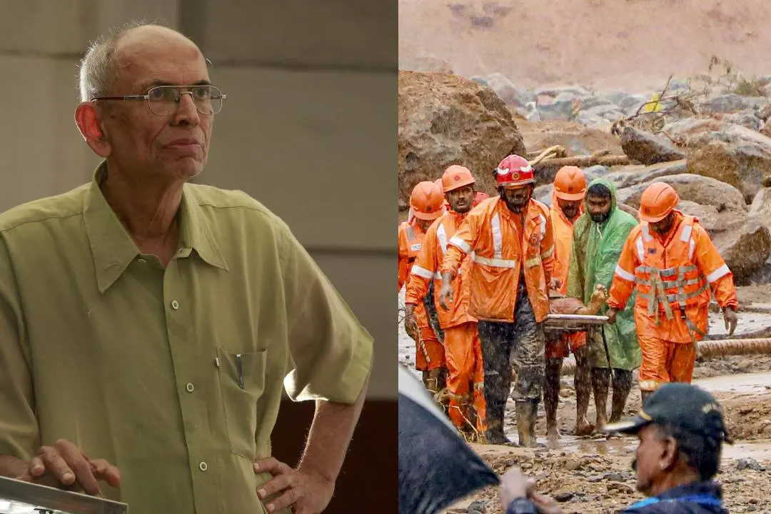 Madhav Gadgil, Rescue efforts at Mundakkai | Photo: Jayesh P, PTI