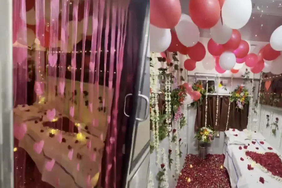 Screengrab of a video showing the decorated compartment