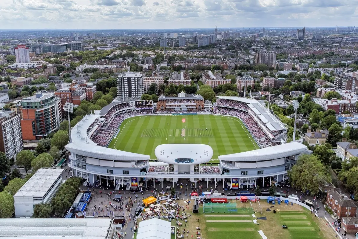 An aerial view of the iconic Lord's Cricket Ground in London | Photo: X