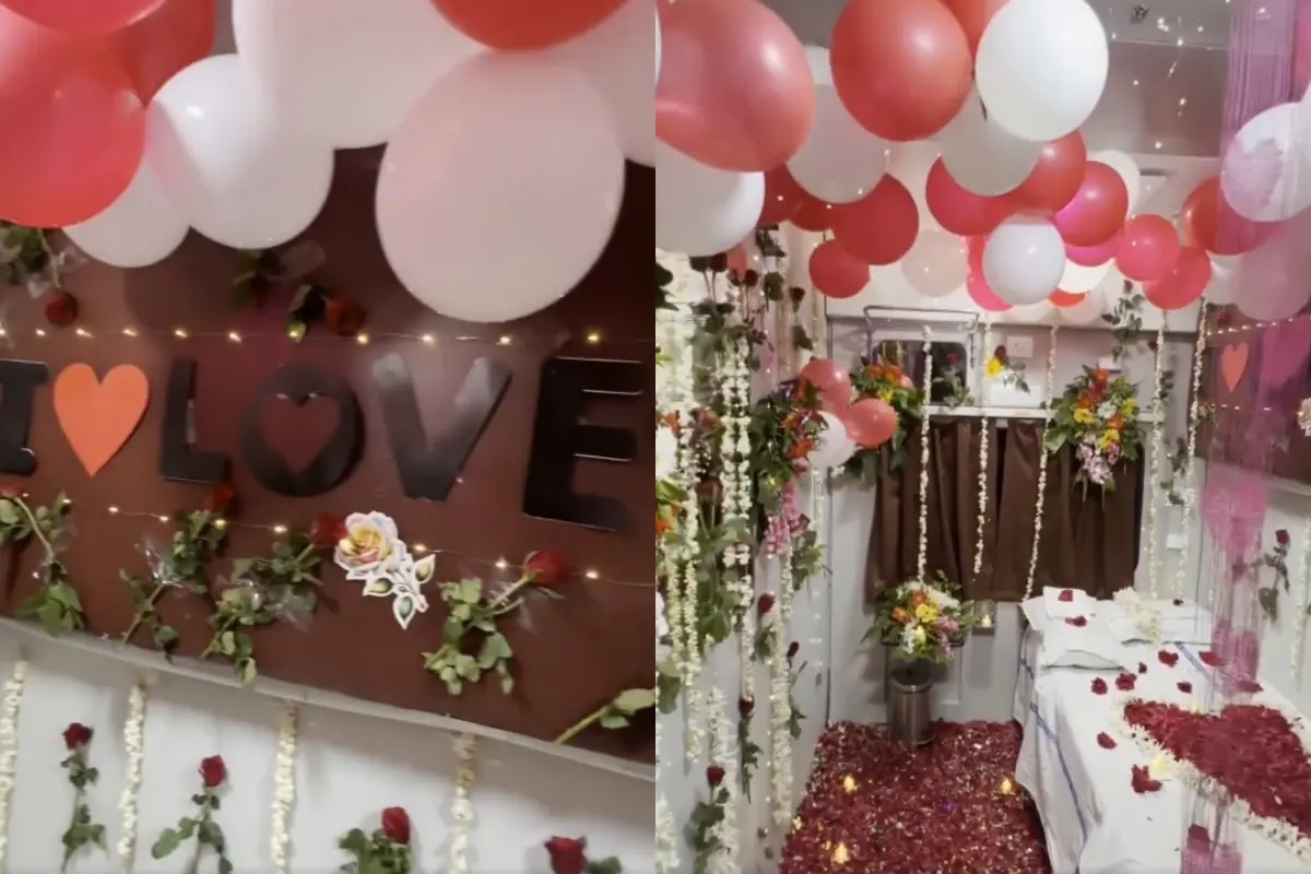 The 1st AC coupe turned into a romantic setup on Nandigram Express
