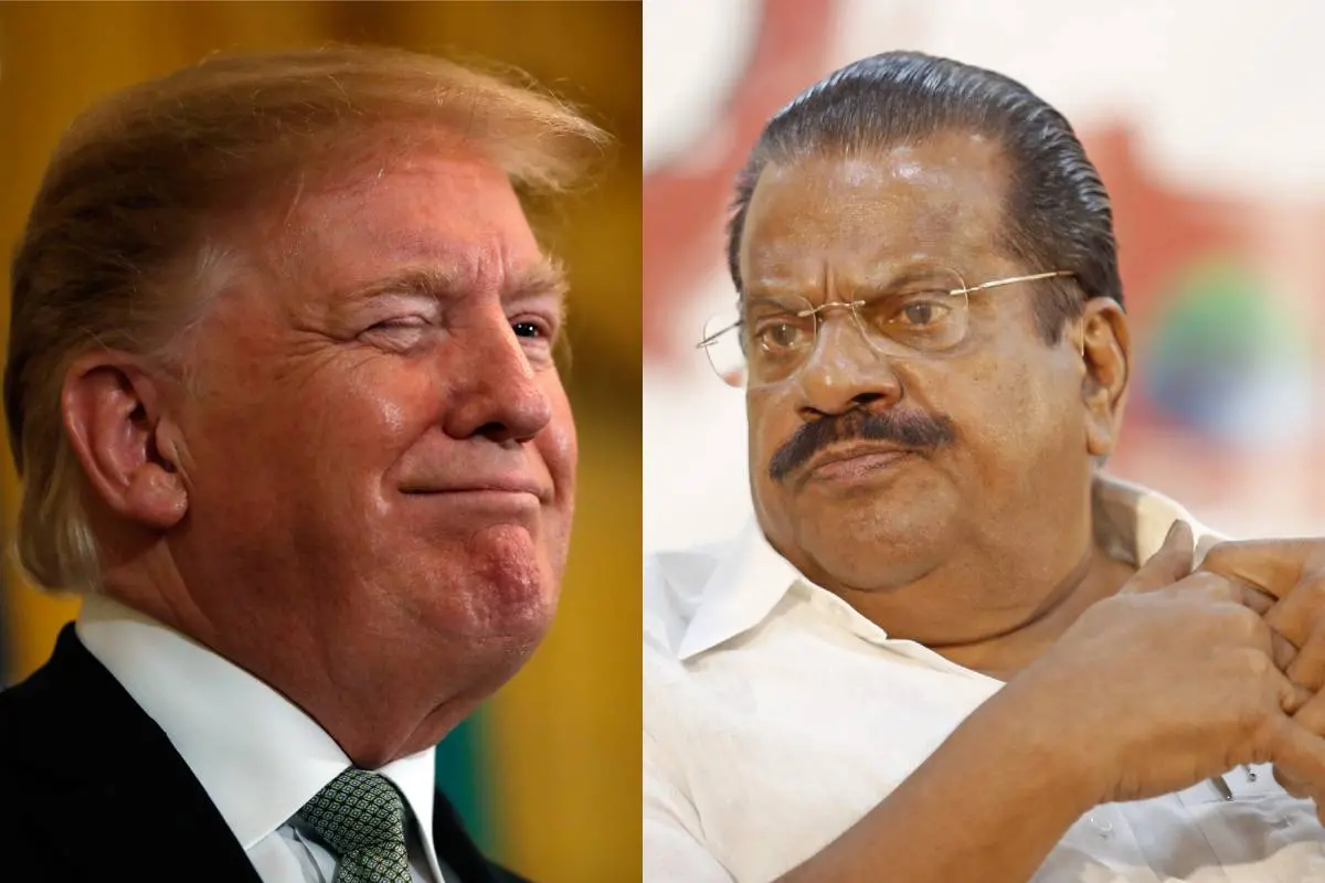 ഡോണാൾഡ് ട്രംപ്, ഇ.പി. ജയരാജൻ | Photot: AP, മാതൃഭൂമി
