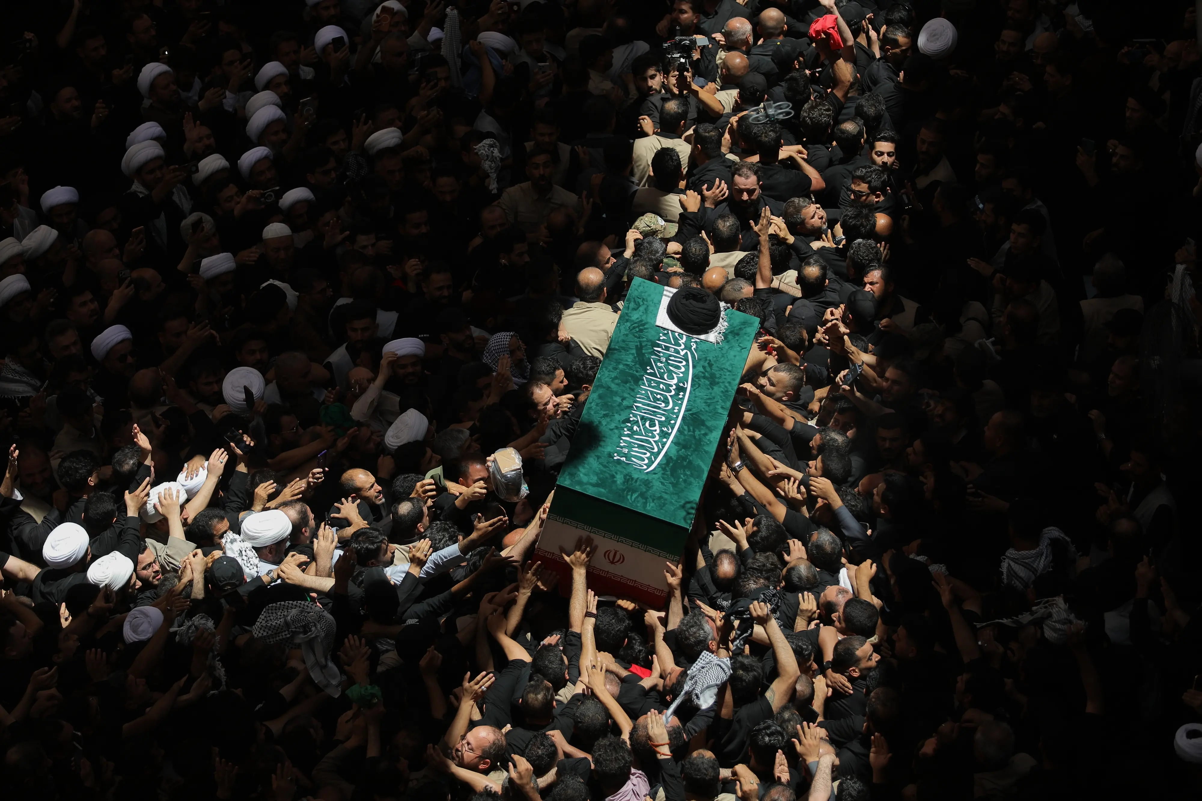 The coffin of the late Iranian Supreme Leader Ayatollah Ali Khamenei is carried by mourners | AP