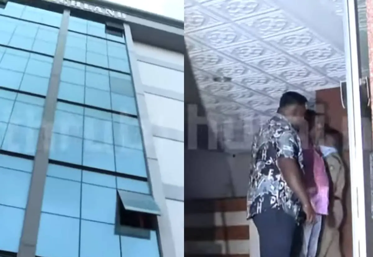 തീപ്പിടുത്തമുണ്ടായ ഹോട്ടലില് ഫയർഫോഴ്സ് ഉദ്യോഗസ്ഥർ | Photo: screengrab/mathrubhumi news