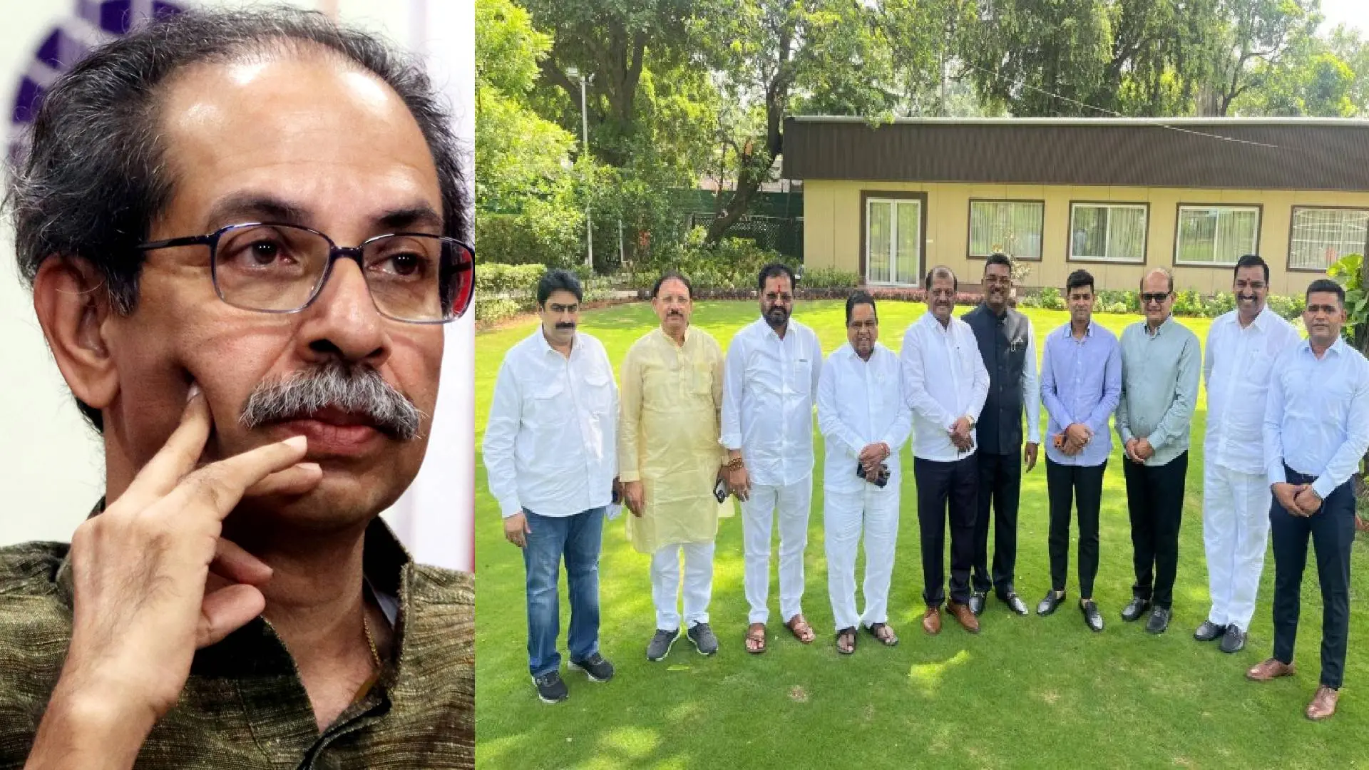 ഉദ്ധവ് താക്കറേ ( ഫോട്ടോ-പിടിഐ), വിമത എംപിമാർ സ്പീക്കർ ഒാം ബിർളയെ കണ്ട ശേഷം പകർത്തിയ ചിത്രങ്ങളിലൊന്ന് (ഫോട്ടോ കടപ്പാട്- www.ndtv.com)