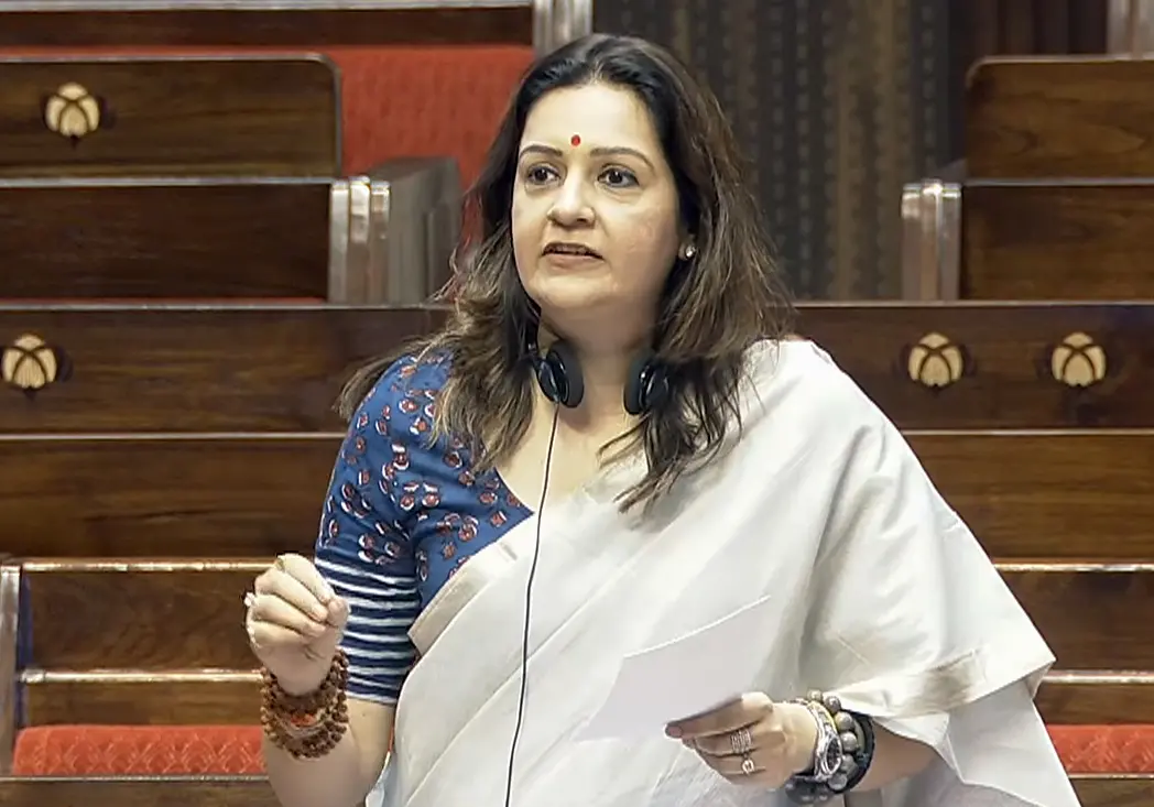 Former Shiv Sena (UBT) MP Priyanka Chaturvedi speaks in the Rajya Sabha during the budget session at Parliament, in New Delhi.| File image: ANI