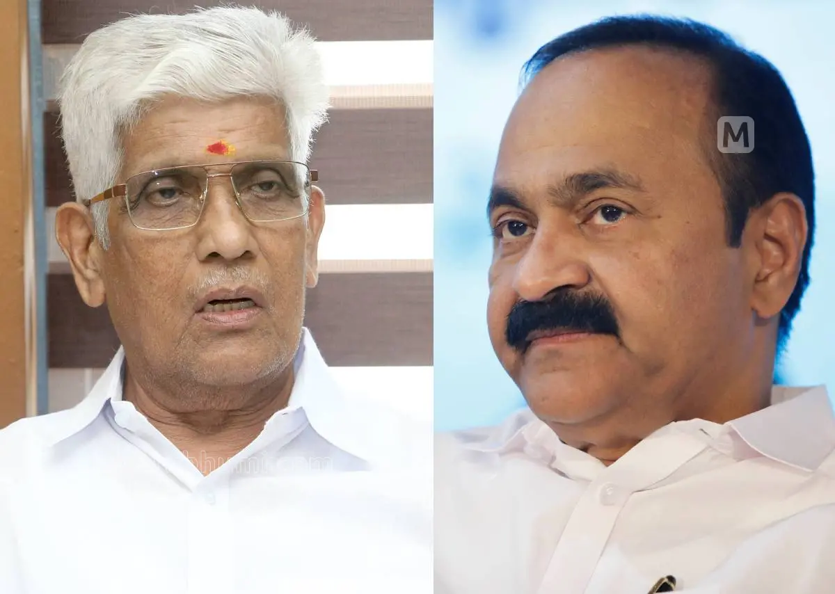 ജി സുകുമാരൻ നായർ, വി.ഡി സതീശൻ | PHOTO: MATHRUBHUMI