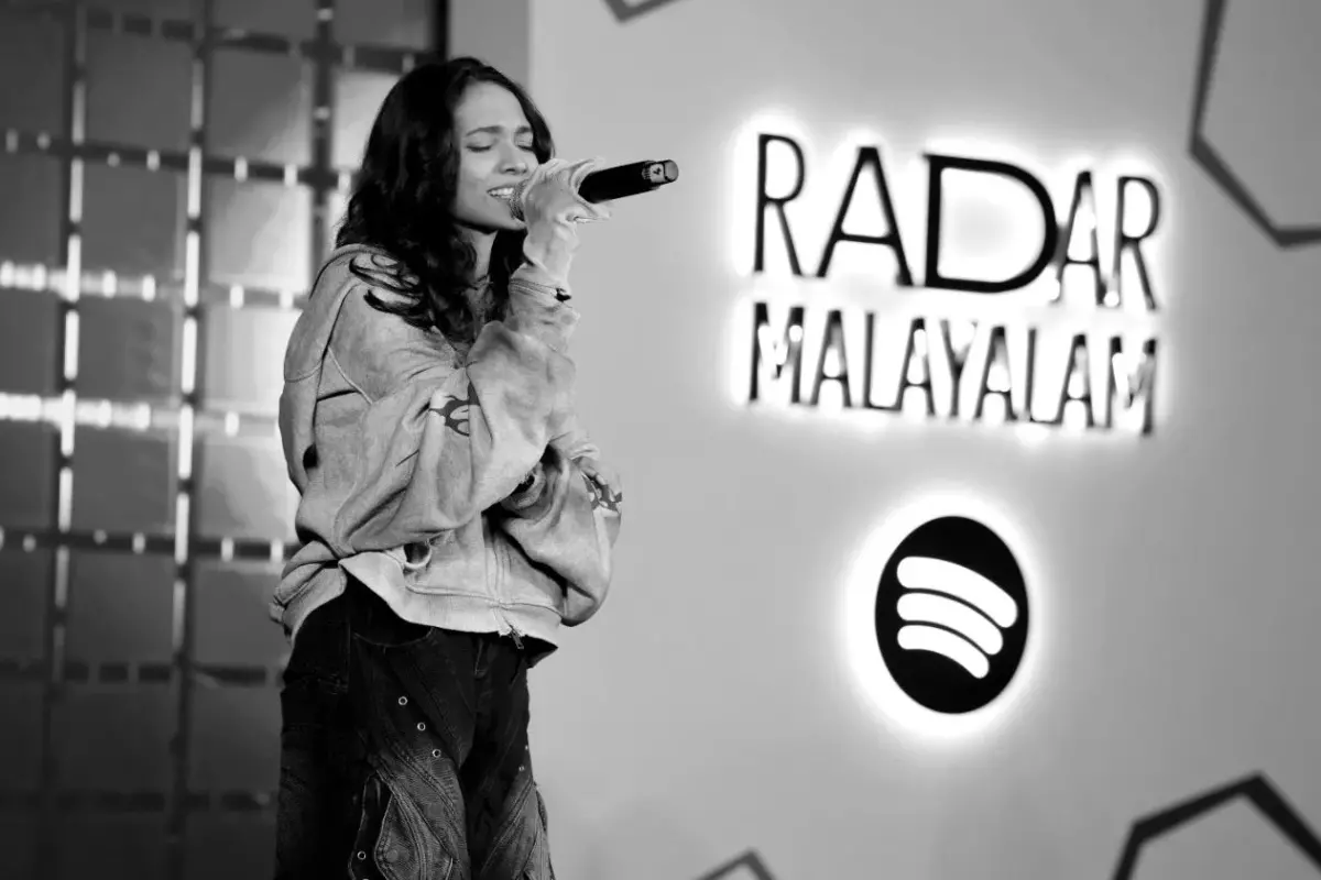Singer-songwriter Haniya Nafisa performs at the launch of Spotify's RADAR Malayalam, where she was unveiled as the programme's first featured artist | Photo: Special Arrangement