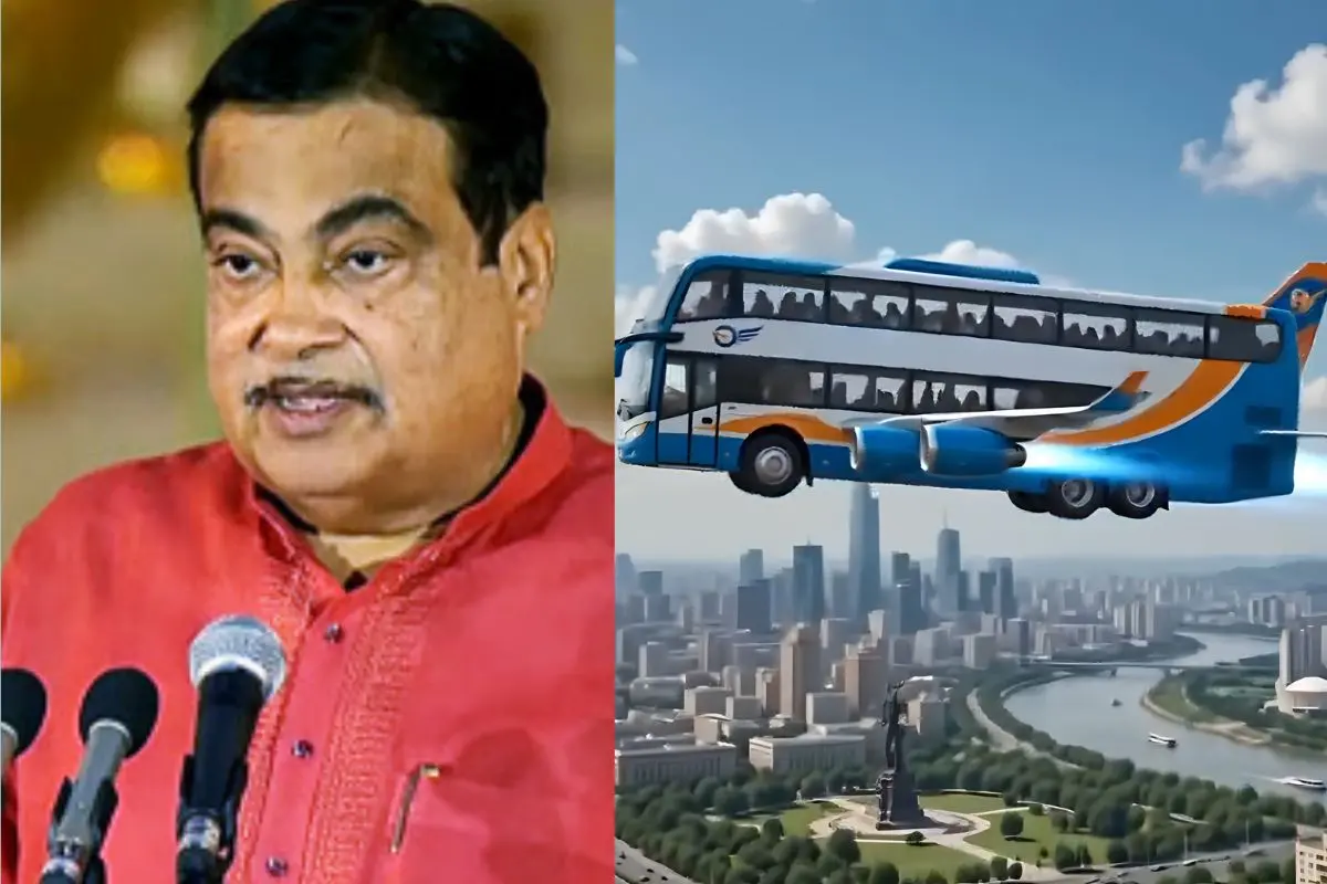 Nitin Gadkari, Flying bus (AI image)