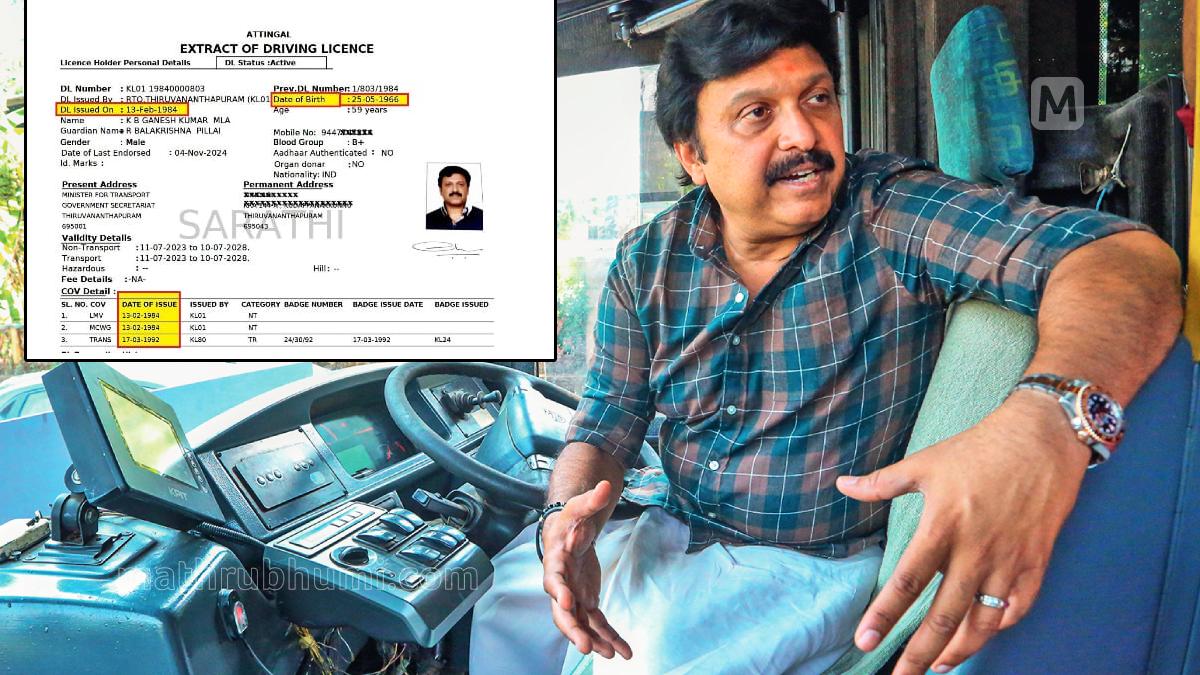 Ganesh Kumar to lose 'MLA' title from driving license; probe on into issuance before turning 18