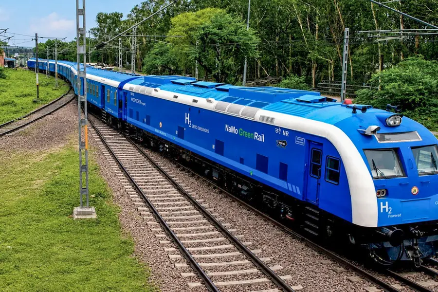 India's first hydrogen-powered train, developed by Indian Railways, during trials ahead of its rollout