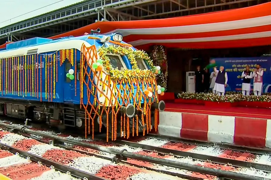 Prime Minister Narendra Modi flags off India's first hydrogen-powered train