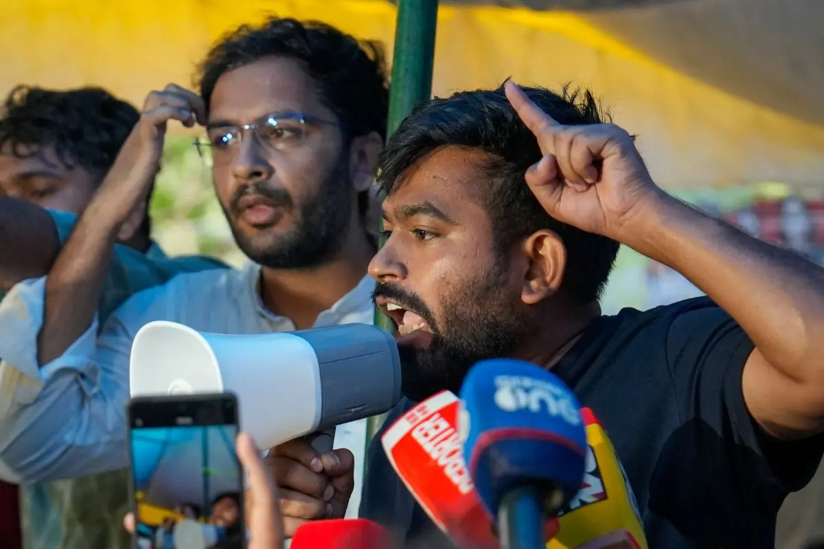 Abhijeet Dipke, founder of the Cockroach Janta Party. (AP Photo/Manish Swarup)