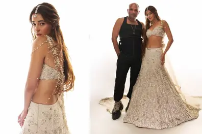 Ananya Panday stuns as Gaurav Gupta's couture bride in ivory lehenga | PICS