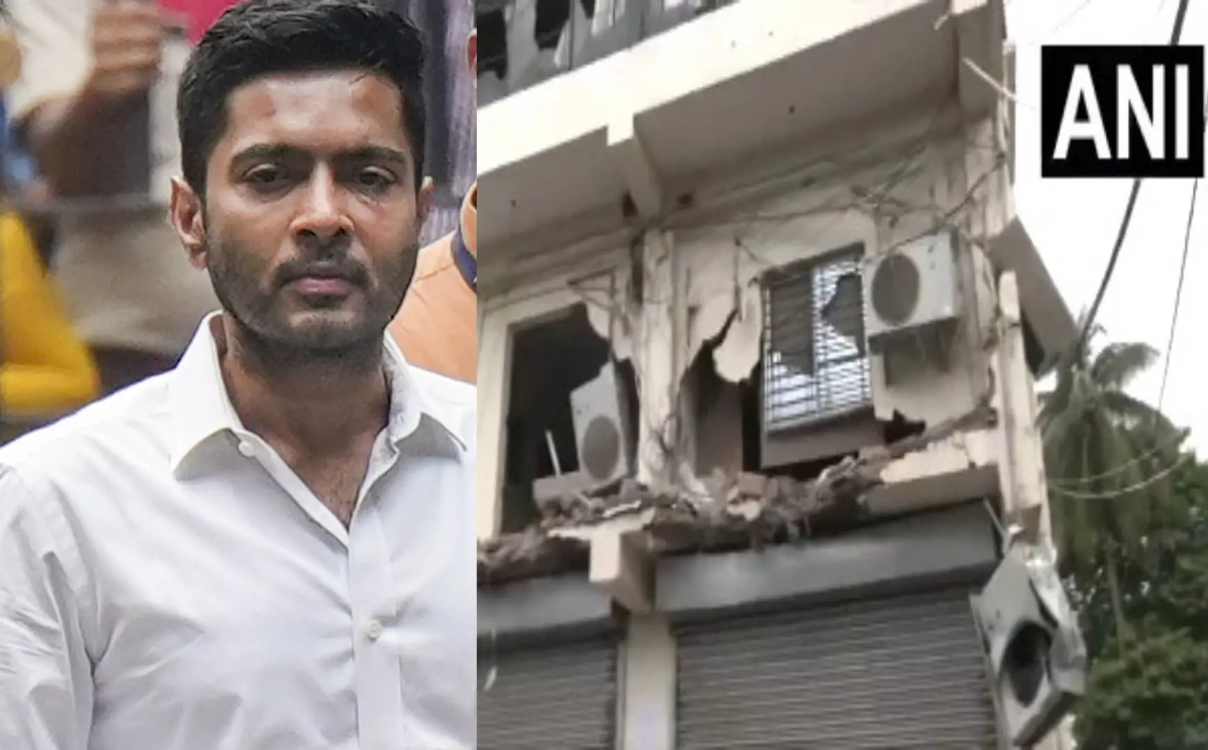 അഭിഷേക് ബാനർജി, അഭിഷേകിന്റെ എംപി ഒാഫീസ് പൊളിക്കുന്നതിന്റെ ദൃശ്യം | Photo: PTI, ANI video screengrab