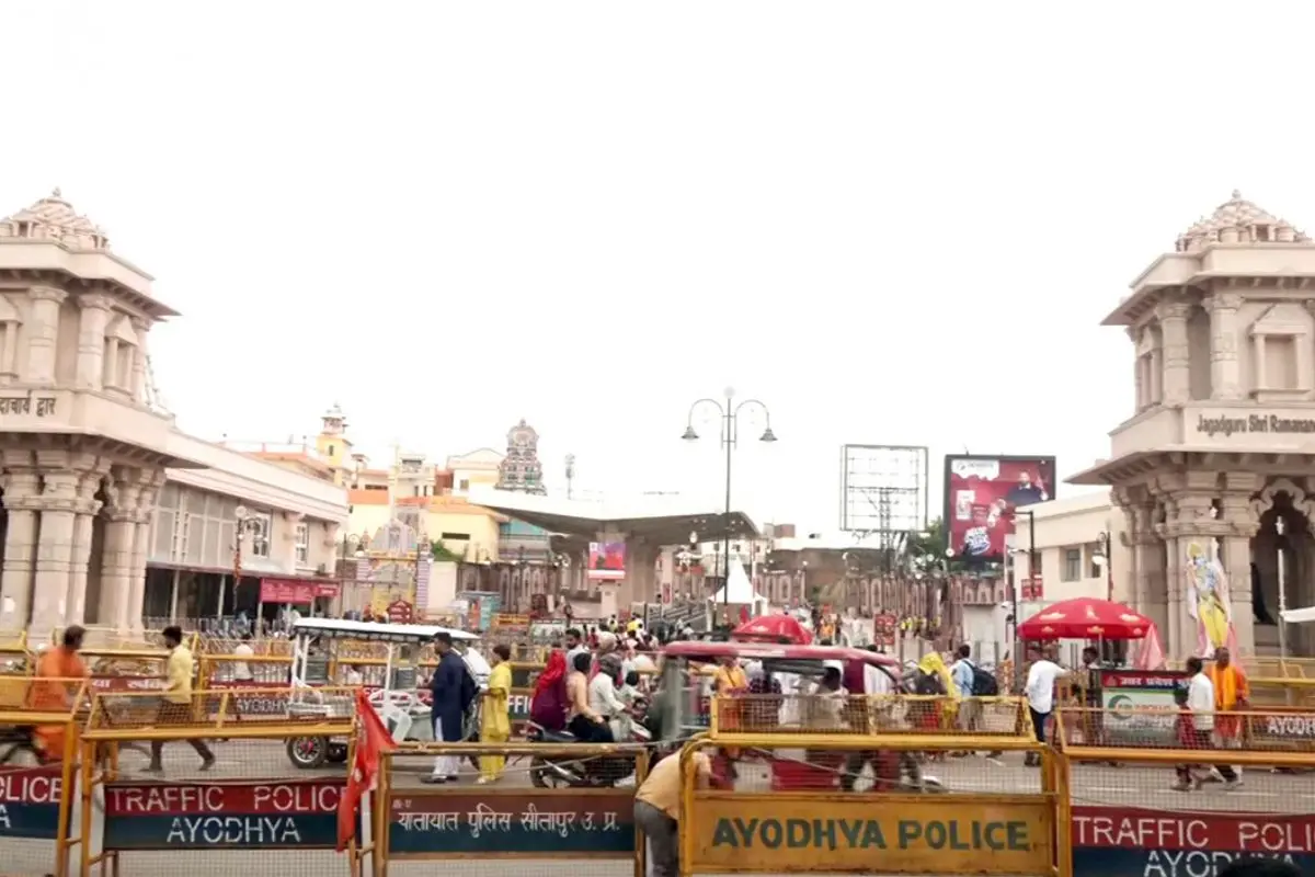 A view of the Ram Temple premises amid the ongoing developments related to the Shri Ram Janmabhoomi Teerth Kshetra Trust meeting. (ANI Video Grab)
