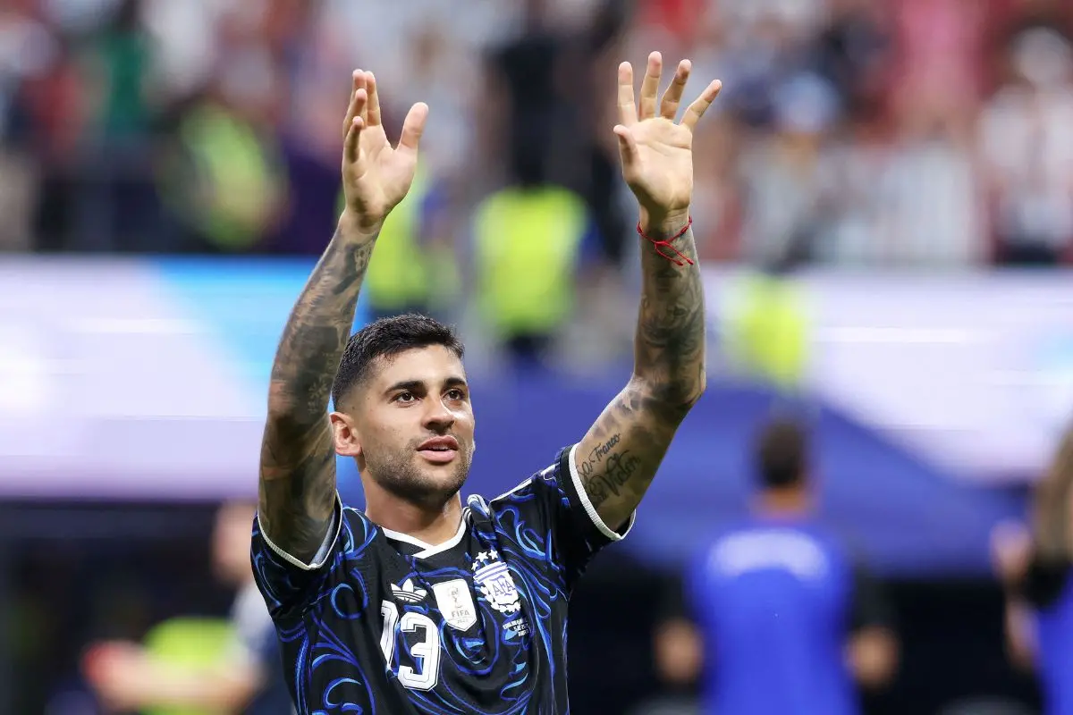 Cristian Romero #13 of Argentina celebrates after the 2-1 victory in the FIFA World Cup 2026 Semi Final match between England and Argentina at Atlanta Stadium on July 15, 2026 in Atlanta, Georgia (Photo: AFP)