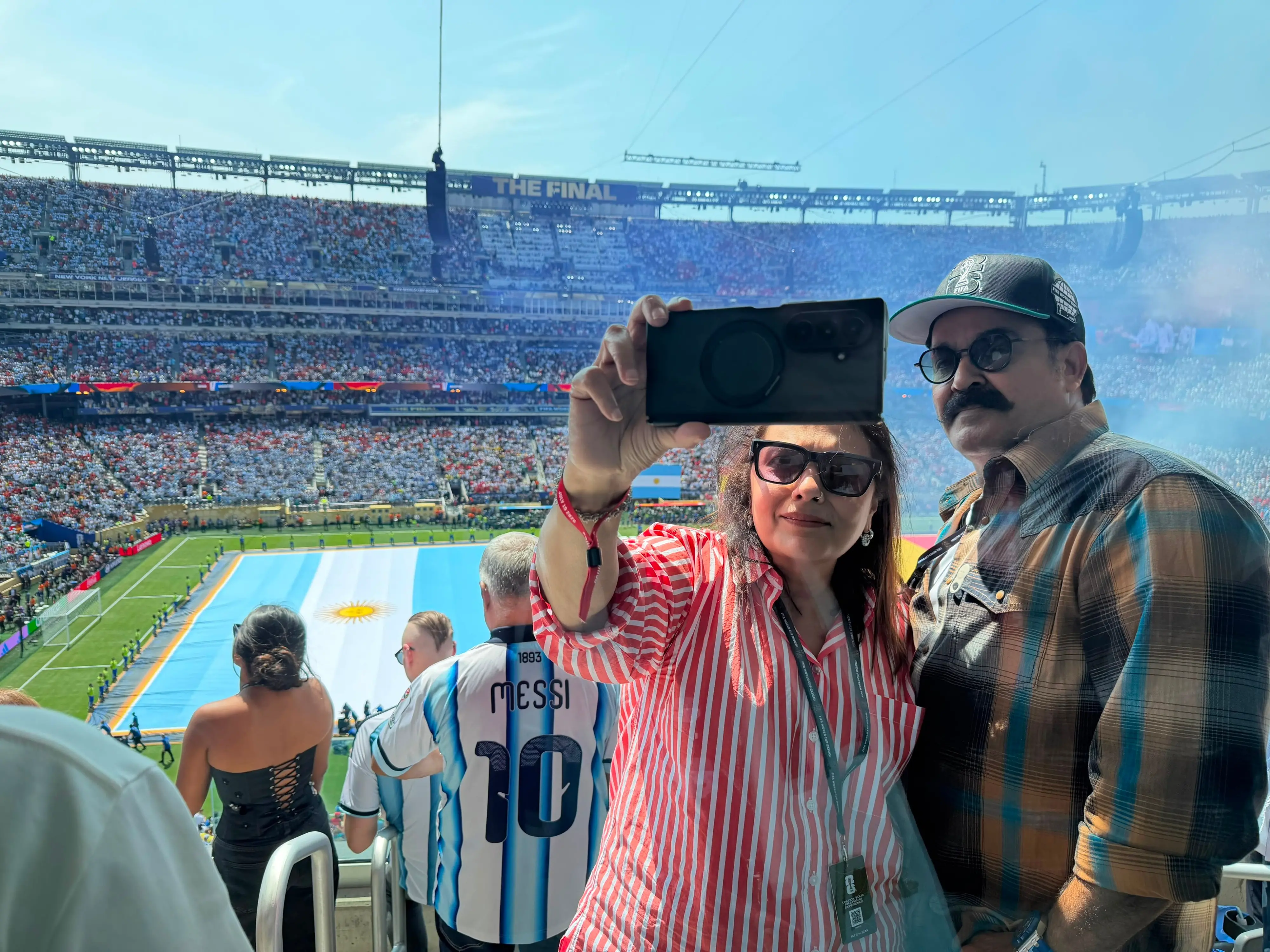 Mohanlal with his wife at FIFA World Cup final