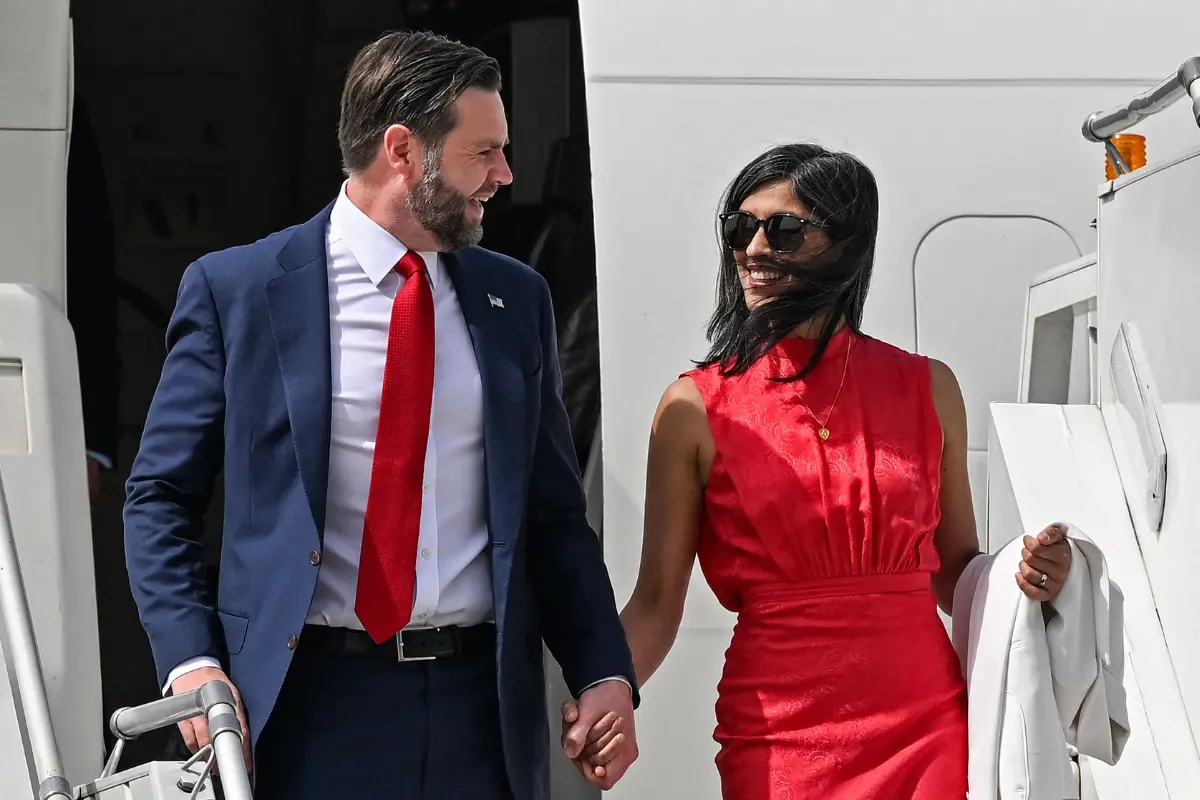 US Vice President JD Vance and his wife Usha Vance in New Delhi on April 21, 2025 | Image: AFP
