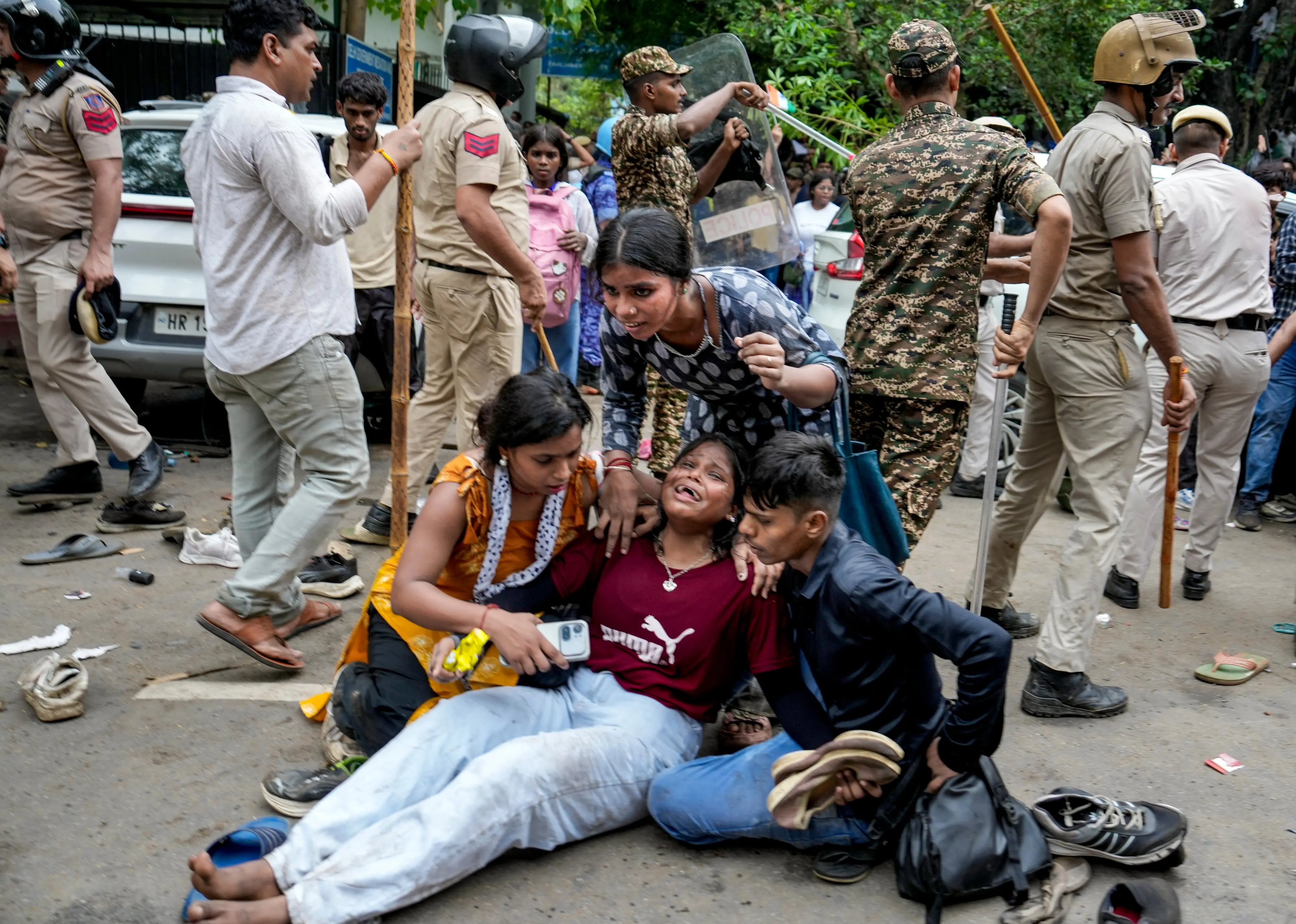 Cockroach Janata Party (CJP) supporters during a protest march, at Sansad Marg, in New Delhi.| Photo: PTI