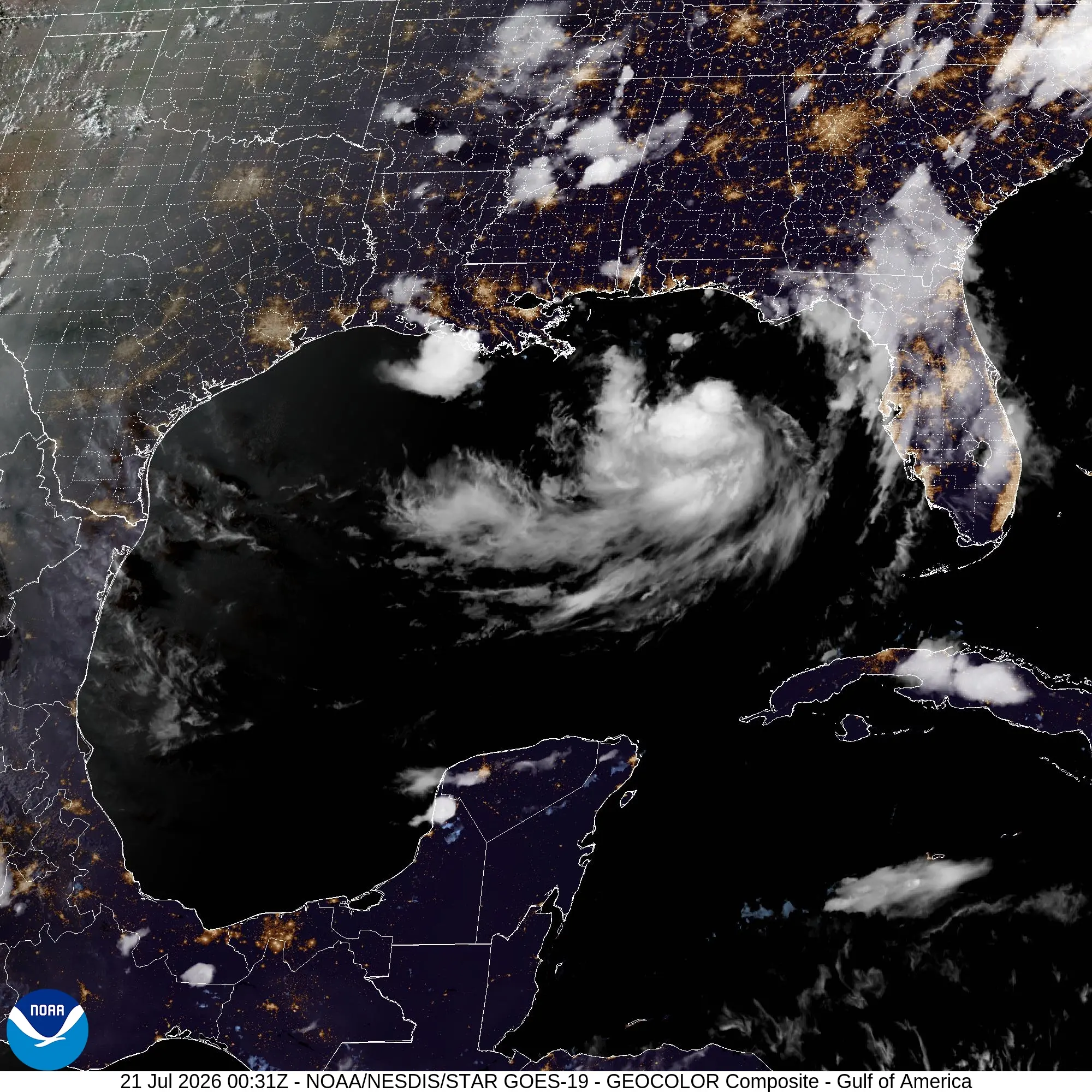 This satellite image from the National Oceanic and Atmospheric Administration taken at 7:31pm EDT shows Tropical Storm Bertha in the Gulf of Mexico | AP