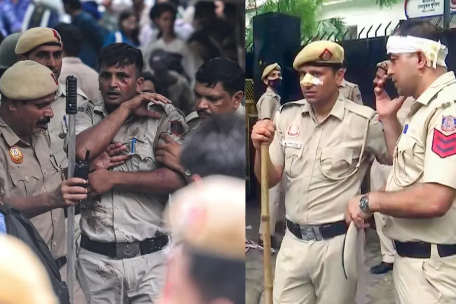 ‘ആൾക്കൂട്ടം വലിച്ചിഴച്ചു, കല്ലെറിഞ്ഞു’; പ്രതിഷേധക്കാർ പോലീസുകാരെ ഉന്നംവെച്ചതായി ഡൽഹി പോലീസ്