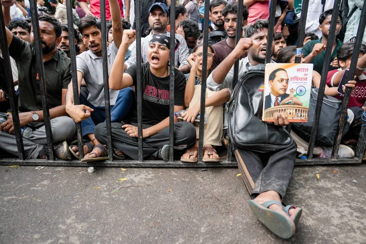 ജന്തർ മന്തറിൽ സിജെപി നടത്തിവരുന്ന പ്രതിഷധത്തിൽനിന്ന് | Photo: PTI